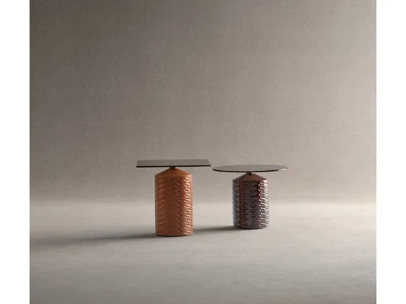Tavolino Hishi in vetro e ceramica di Potocco