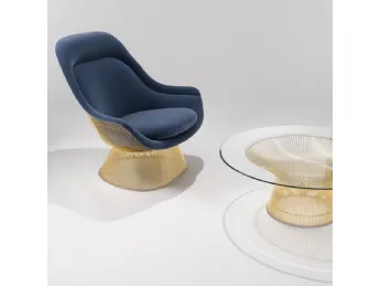 Platner Easy Chair and Ottoman Gold
