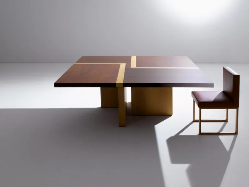 Tavolo in legno con piano intarsiato quadrato BD 07 di Laura Meroni