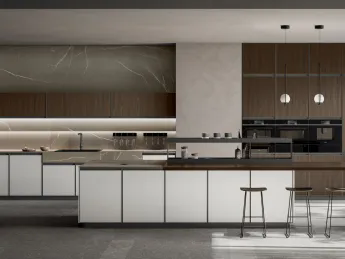La cucina moderna Kronos 02 di Arredo3 unisce design essenziale e funzionalità dell'isola.