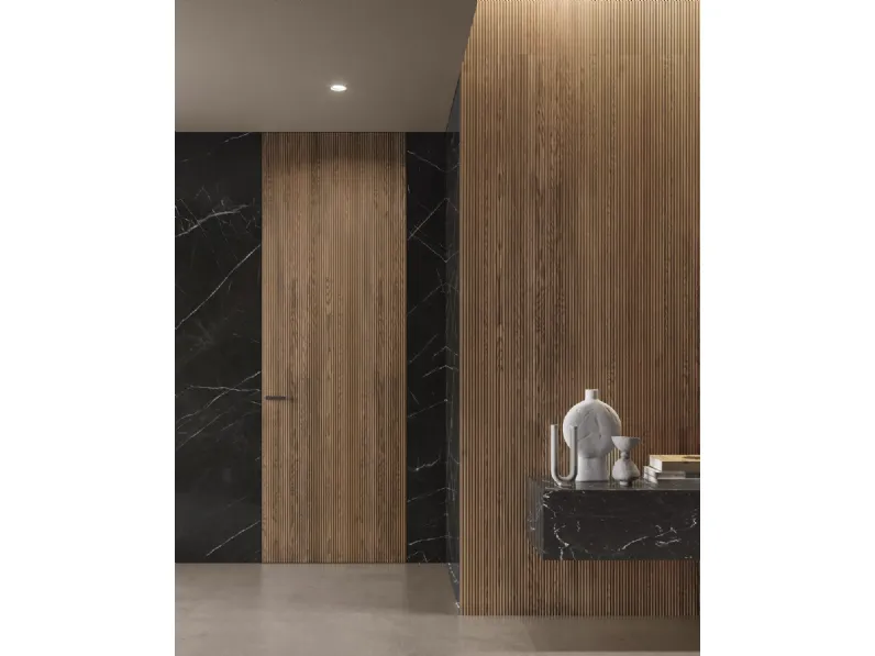 Boiserie Onda verticale in finitura Rovere Terra di Garofoli