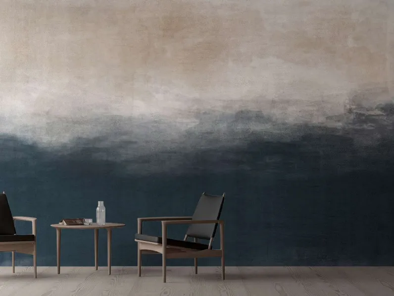 Carta da parati astratta che ricorda un mare in tempesta Bluesea di Migliorino