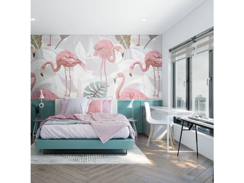 Carta da parati Flamingos di Pintdecor
