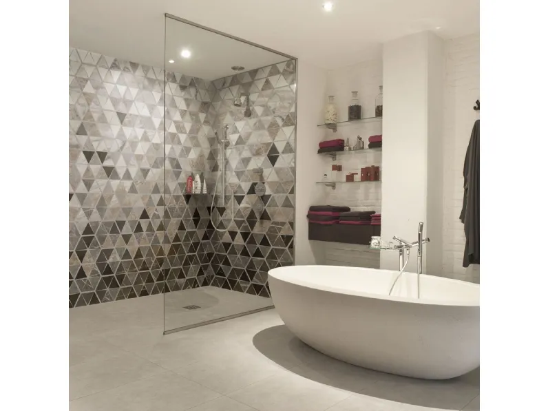 Carta da parati geometrica effetto marmo Triables di Tecnografica