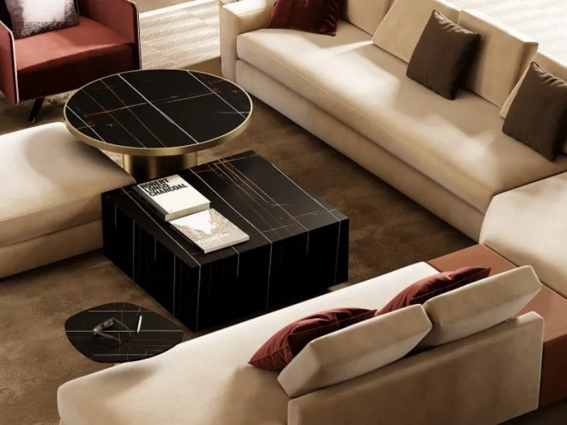 Tavolino Adone 40 in vetro effetto marmo di Reflex