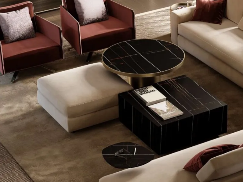 Pouf imbottito e rivestito in tessuto Adone di Reflex