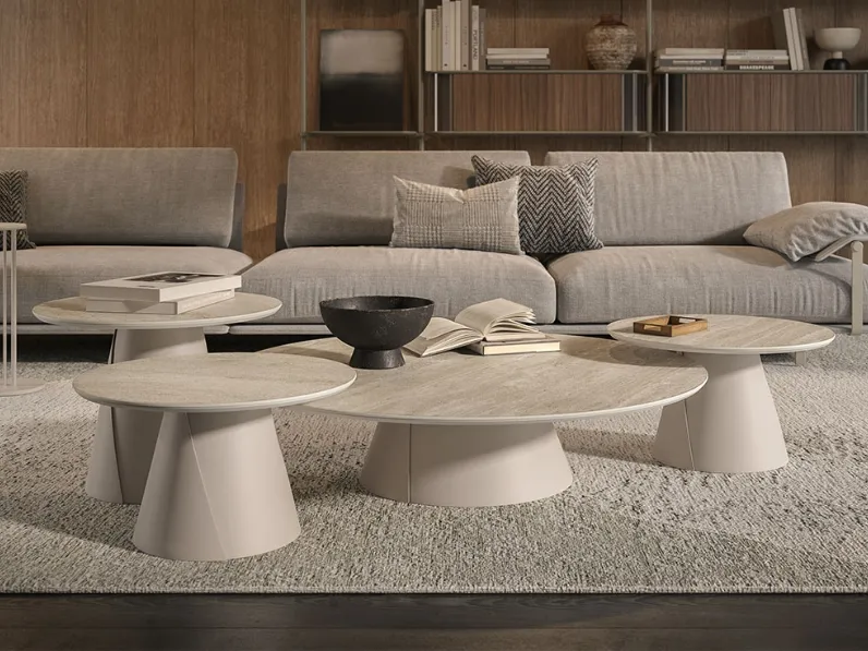 Tavolino con base in metallo e piano in ceramica Marmi Albert Keramik di Cattelan Italia