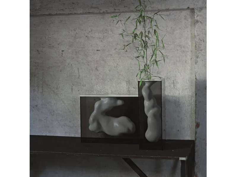 Vasi Angelo e Angela in ceramica con involucro in vetro di Glas Italia