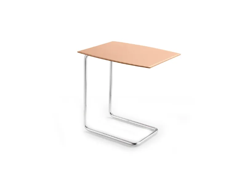 Tavolino con struttura in metallo e piano rivestito in cuoio Apelle CT di Midj
