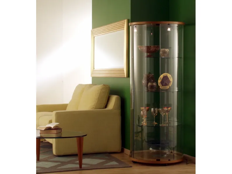 Vetrina contenitore in cristallo con top e base in Ciliegio Arabella de La Vetreria