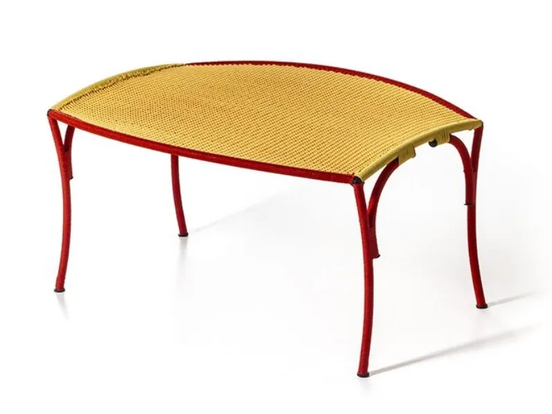 Tavolino in acciaio e fili intrecciati in polietilene Arco di Moroso