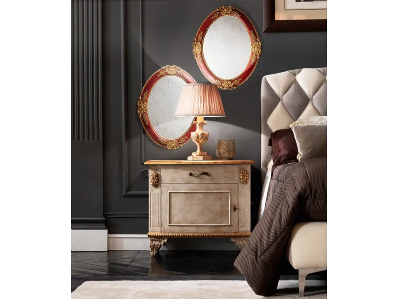 Specchio con cornice in legno laccato, dorato e intagliato Art 0090 di Vittorio Grifoni