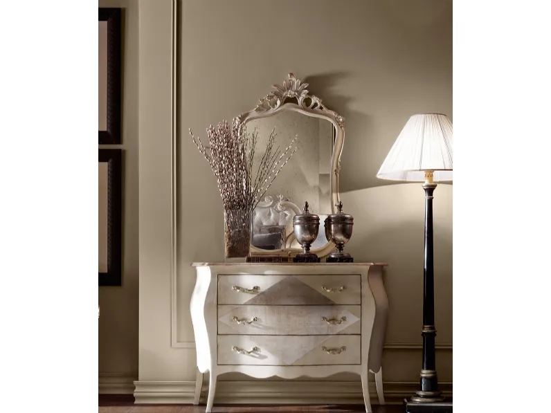 Specchiera con cornice in legno argentato e intagliato Art 2548 di Vittorio Grifoni