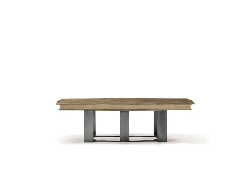 Tavolino in legno massello di acero con gambe in ferro antracite Art C023 di Vittorio Grifoni