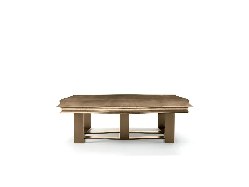 Tavolino con piano sagomato in foglia bronzo e gambe in bronzo Art C024 di Vittorio Grifoni