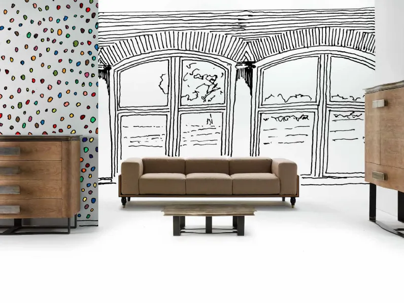 Tavolino con piano sagomato in foglia argento e gambe in ferro antracite Art C025 di Vittorio Grifoni