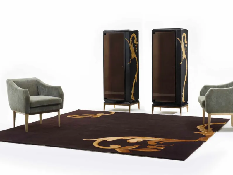 Tappeto scuro con decorazione dorata Art D151 di Vittorio Grifoni