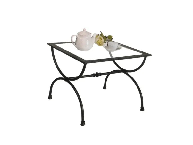 Tavolino Atene in ferro battuto con top in vetro di Florentiabed