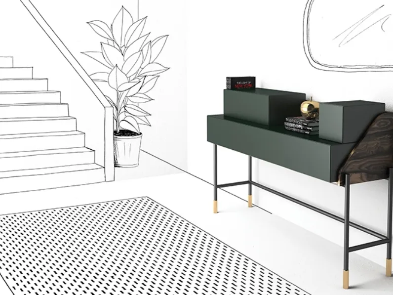 Scrittoio Banko in laccato e legno con base in ferro di Minotti Italia