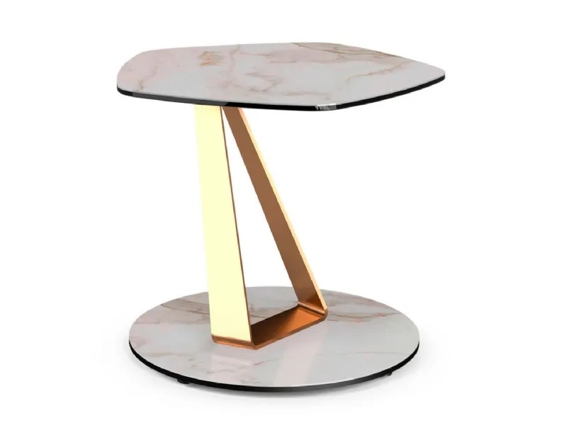 Tavolino con top esagonale e base in acciaio verniciato e ceramica Basalto Lamp di Naos