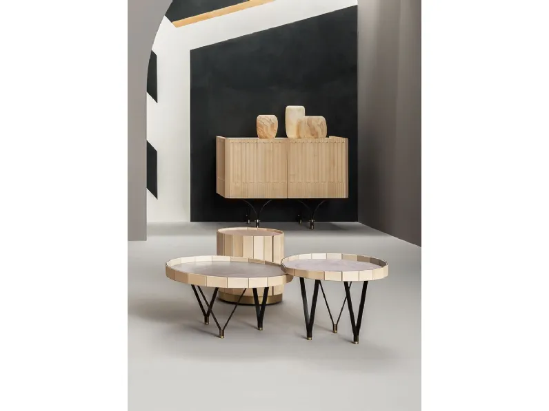 Tavolino Ninfea in pelle e legno di Baxter