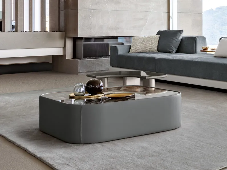 Tavolino Black Jack coffee table con top in cristallo retroilluminato di Daytona Home