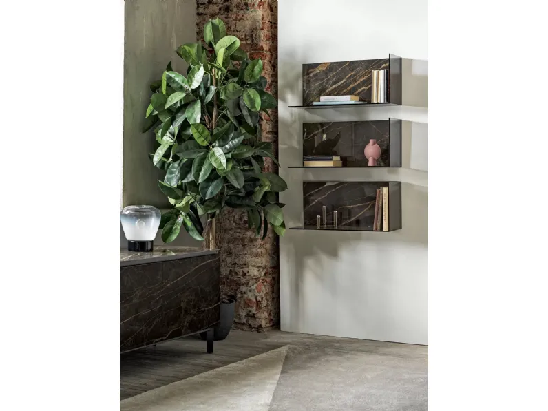 Mensola Zen in SuperMarmo e cristallo di Bontempi