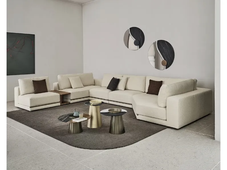 Specchio Luxor con elementi decorativi in SuperMarmo e legno di Bontempi