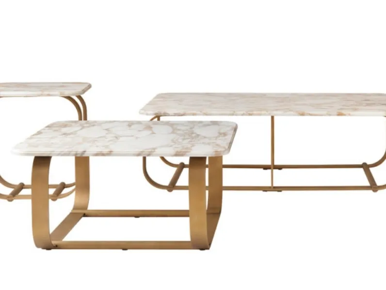 Tavolino Buddha Bar in marmo e ottone di Daytona Home