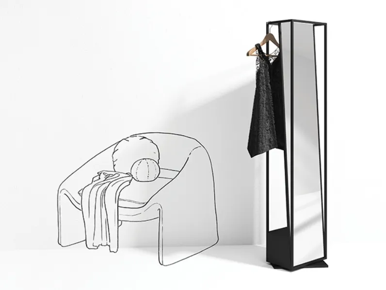 Specchio con appendiabiti Cage di Minotti Italia