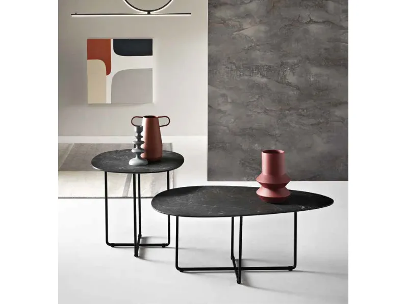 Tavolino in ceramica effetto marmo Ginni di Capodarte