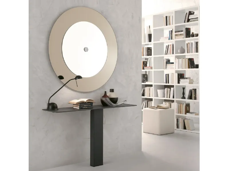 Specchio rotondo Carrè con cornice in vetro Bronzo di Ponti Terenghi