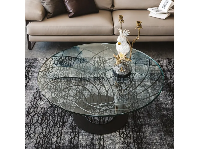 Tavolino con base in acciaio e piano in vetro Nido di Cattelan Italia