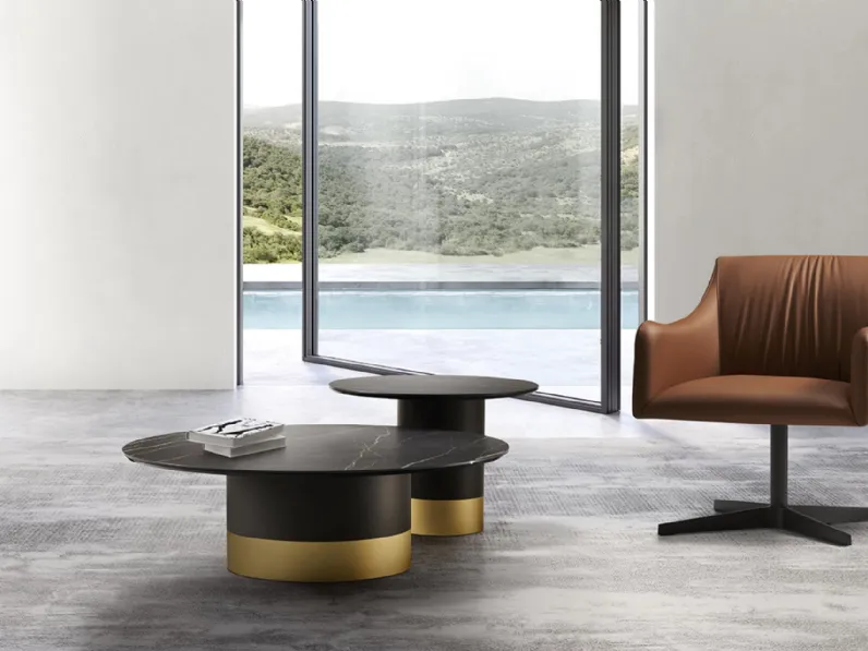 Tavolino Cilindro Low con top in ceramica di Eforma