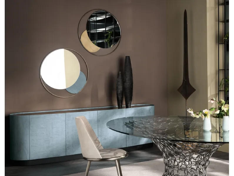 Specchio con struttura esterna in acciaio Circe di Cantori