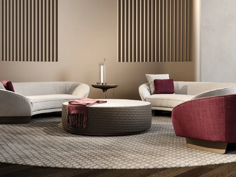 Pouf rivestito in pelle con trapuntatura Circle di Reflex