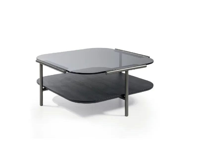 Tavolino Cloud Quadrato in vetro e legno di Cantori