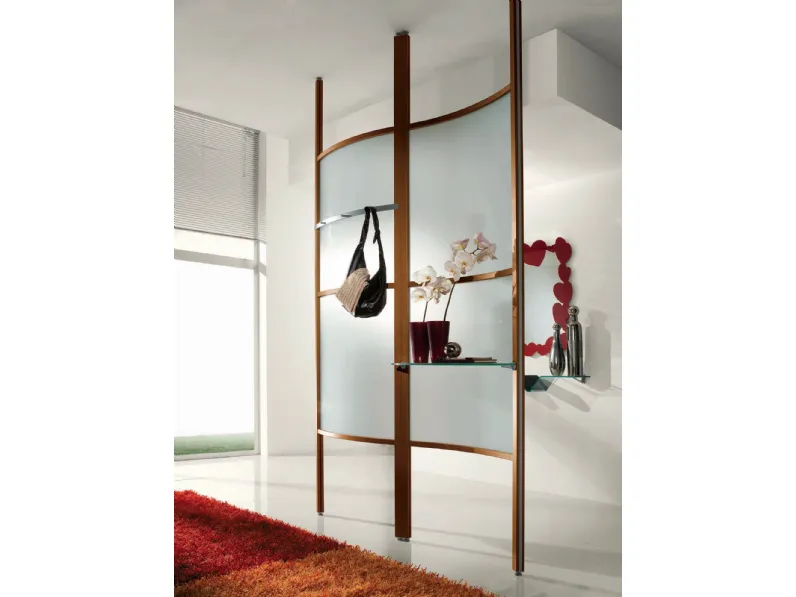 Appendiabiti da ingresso in vetro con struttura in melaminico Noce Tex Proposta 12 di Primula