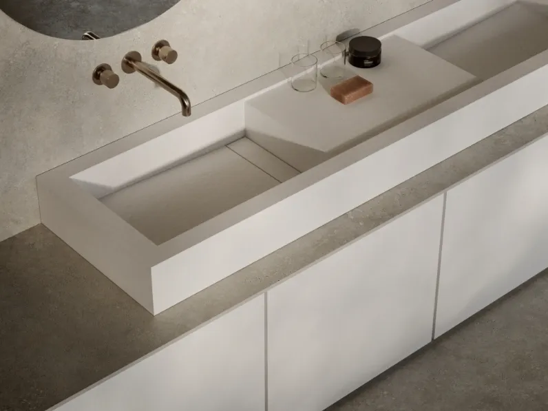 Top Cucina Concrete Look Ivory in gres porcellanato di Marazzi