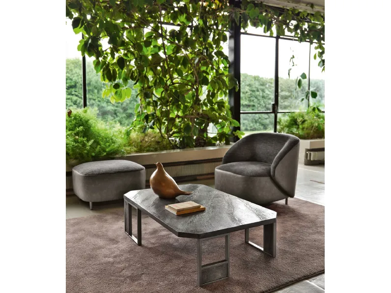 Tavolino con piano in legno e gambe in ferro Link di Cortezari