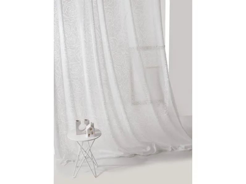 Tenda bianca Cosmica 03 con motivo floreale in chiaro scuro di Acro Texture
