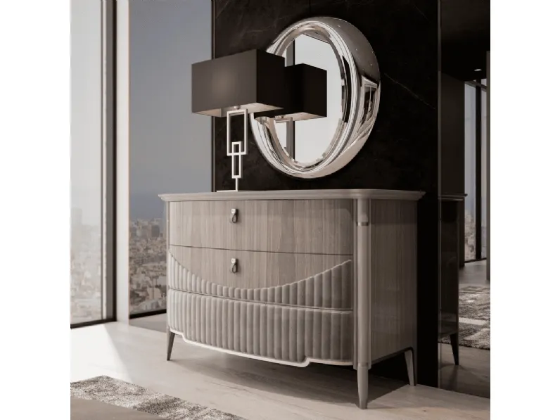 Specchio Craig con cornice in vetro sagomato e curvato di Ghezzani