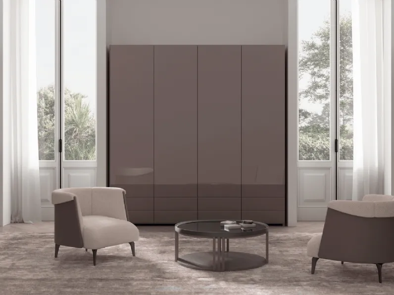 Tavolino in vetro e legno laccato Desir di Ghezzani