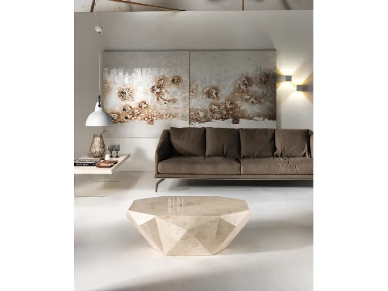 Tavolino in pietra fossile Diamond Medium di Stones