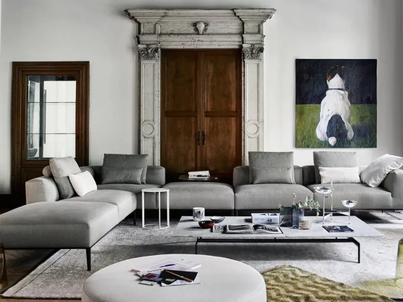 Tavolino rettangolare Diesis in marmo con base in metallo di B&B Italia