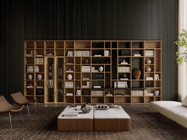 Tavolino in marmo e legno massello Drum di Lema