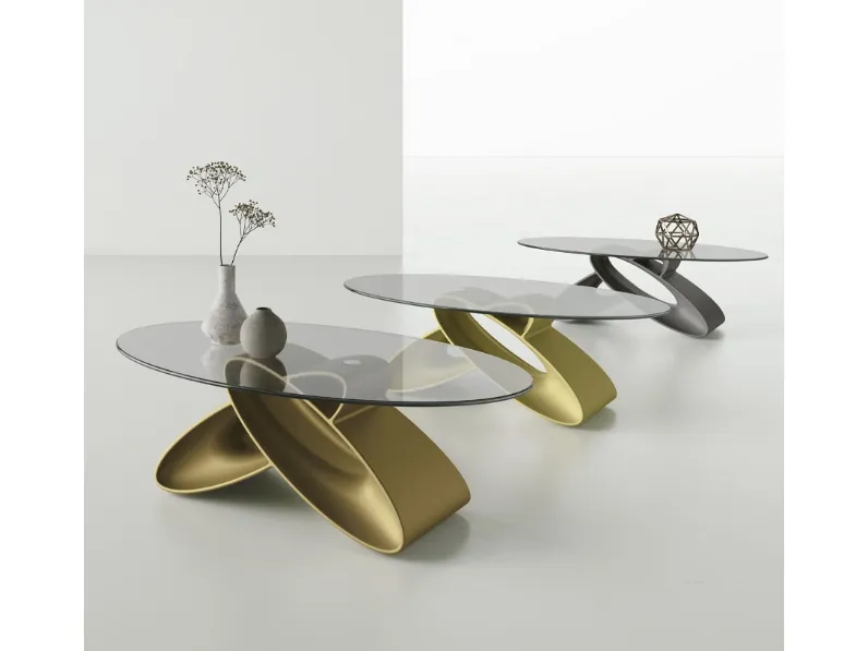 Tavolino ovale Eclipse con piano in vetro e base in poliuretano di Target Point