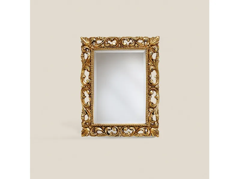 Specchiera con cornice in legno dorato e intagliato Emozioni 5141 di Tarocco Vaccari