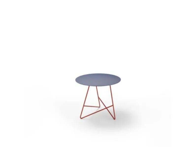 Tavolino rotondo in metallo proposto con colori diversi per top e struttura Ermione bicolor di Memedesign