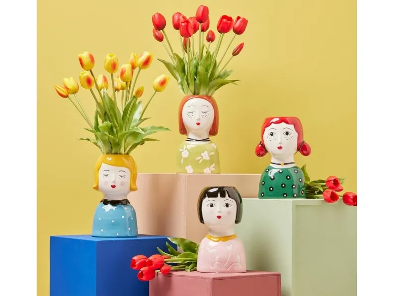 Vaso Faccia in ceramica colorata di EDG